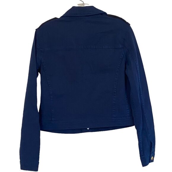 L’AGENCE Eisenhower Navy Military Crop Jacket Epaulettes Sz S NWT - Picture 3 of 12